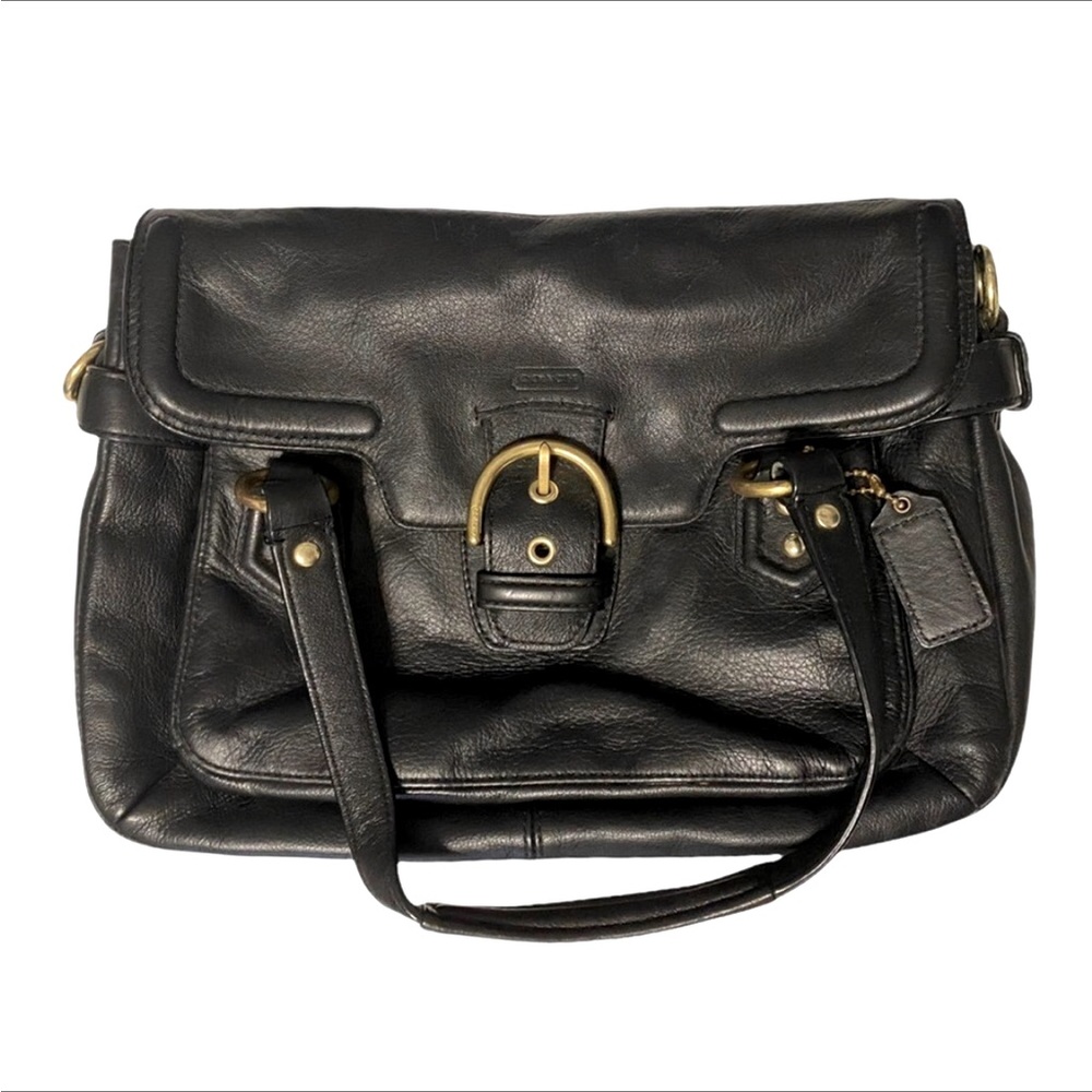 COACH Purse. Black with gold buckle.